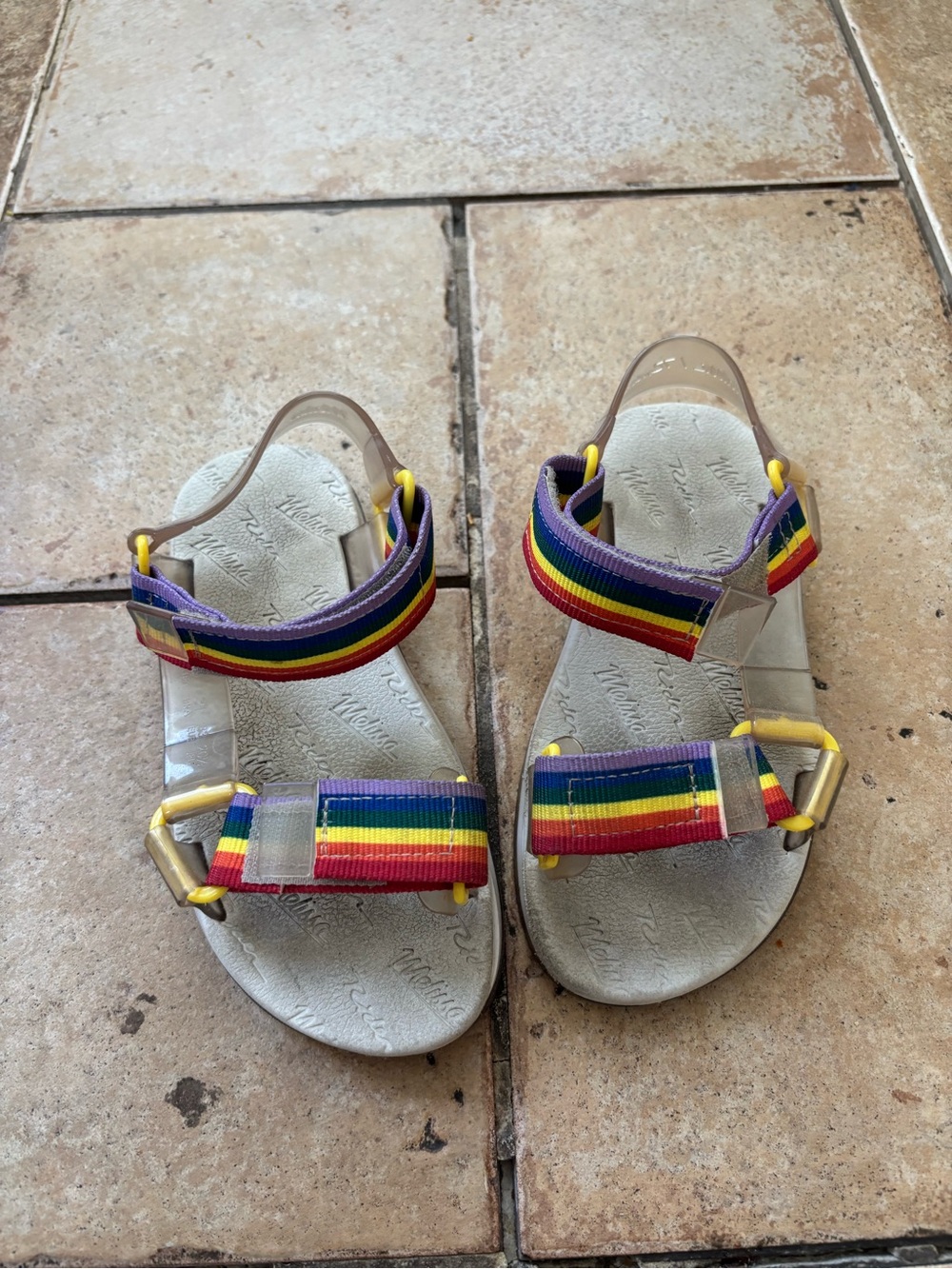 Melissa Kids Rainbow Strap Sandals - Red Orange Yellow Green Blue Purple